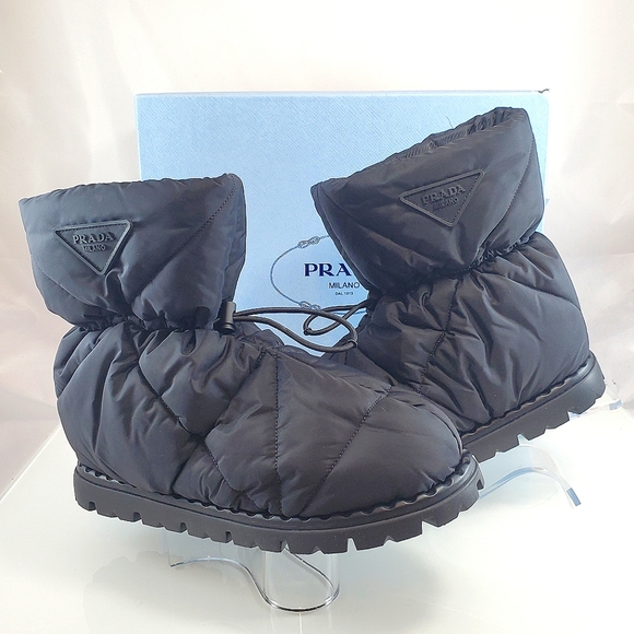 NWT$1,120 PRADA Blow 19 Quilted Nylon Drawstring Winter Snow Bootie Boot Sz 39.5 - Picture 8 of 16